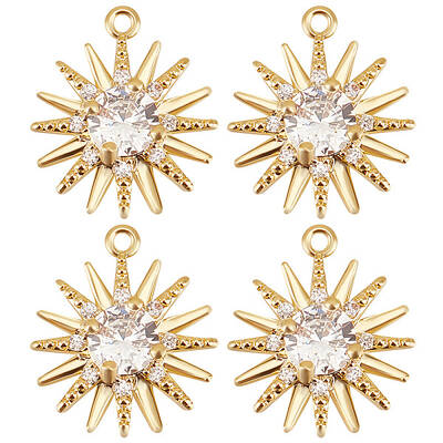 10Pcs Brass Micro Pave Clear Cubic Zirconia Pendants