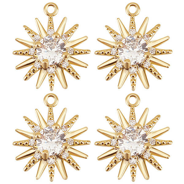 10Pcs Brass Micro Pave Clear Cubic Zirconia Pendants