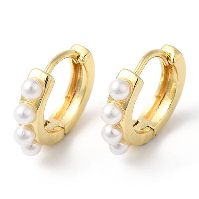 Plastic Pearl Beaded Hoop Earrings