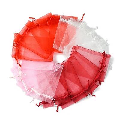 40Pcs 4 Colors Organza Bags Jewellery Storage Pouches Wedding Favour Party Mesh Drawstring Gift