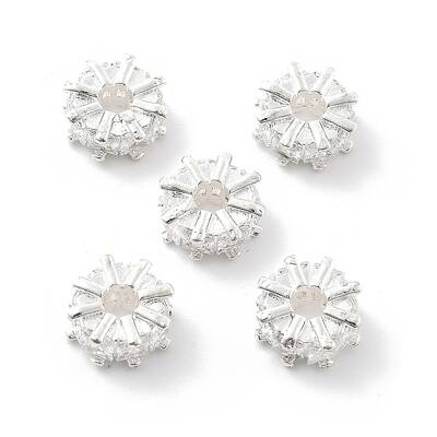Brass Micro Pave Cubic Zirconia Beads
