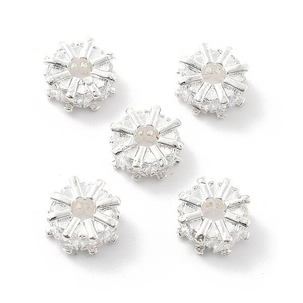 Brass Micro Pave Cubic Zirconia Beads