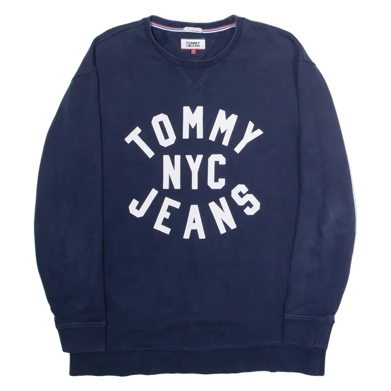 TOMMY JEANS Relaxed Fit Mens Sweatshirt Blue Crew Neck USA L