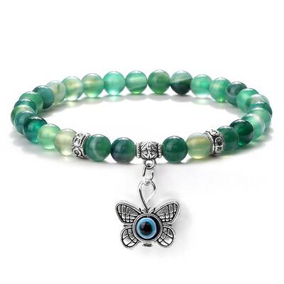 Fashion Natural Banded Agate Beaded Stretch Bracelets