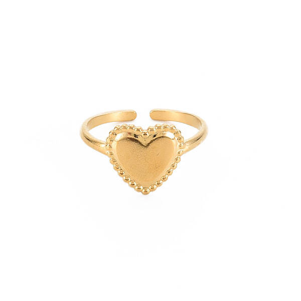 Ion Plating(IP) 304 Stainless Steel Heart Open Cuff Ring for Women