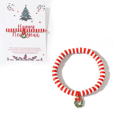 Elegant Christmas Handmade Polymer Clay Heishi Beaded Stretch Bracelets