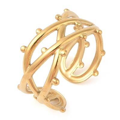 Ion Plating(IP) 304 Stainless Steel Open Cuff Rings for Women