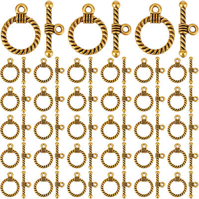 120Pcs Tibetan Style Alloy Toggle Clasps