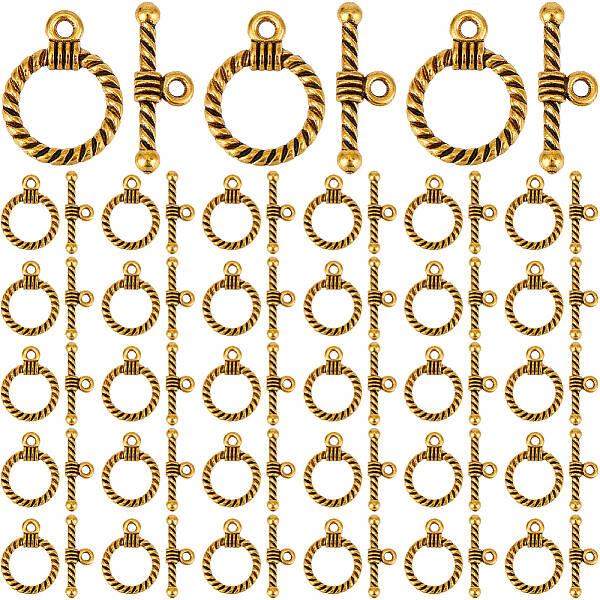 120Pcs Tibetan Style Alloy Toggle Clasps