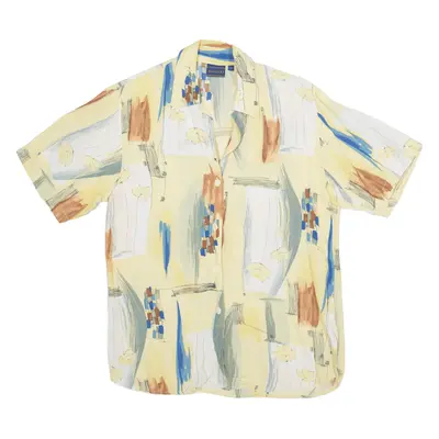 BIAGGINI Shirt Yellow Viscose Crazy Pattern Short Sleeve Womens S