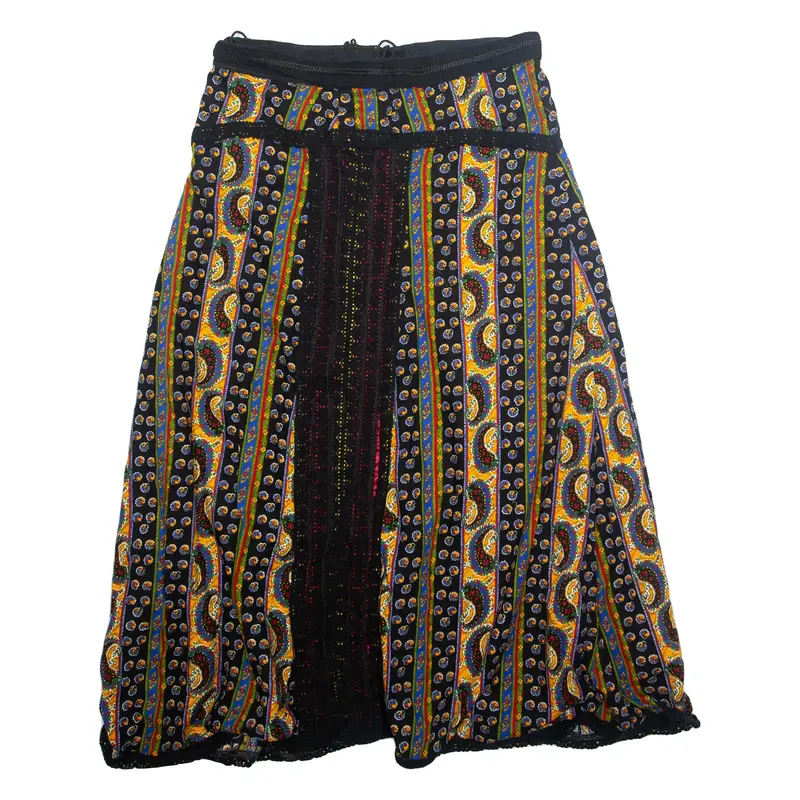 Womens A-Line Skirt Yellow Midi Paisley XL