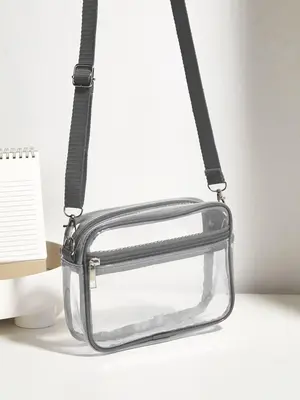 Casual Matching Transparent Crossbody Bags for Women, Summer 2025 Trendy Simple PVC Zipper Shoulder Bag with Adjustable Strap...