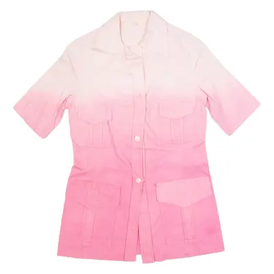 Womens Shirt Blouse Pink Collared XS