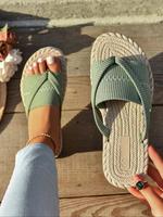 Women's Fashionable Beach Flip Flops, Boho Sandals, Casual Comfortable Flat Sandals for Outdoor Vacation, Fit Sandals, All-ma...