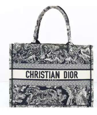 Pre-owned CHRISTIAN DIOR fabric tote bags Book Tote Embroidered Canvas Medium