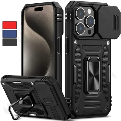 Luxury Shockproof Phone Case with Metal Bracket, Anti-fall Phone Protective Cover, Phone Accessory Compatible with iPhone 12 ...