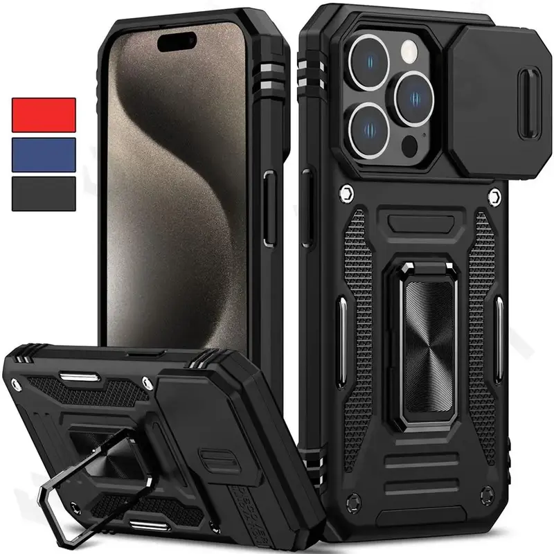 Luxury Shockproof Phone Case with Metal Bracket, Anti-fall Phone Protective Cover, Phone Accessory Compatible with iPhone 12 ...