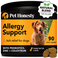 Pet Honesty Allergy and Immune Support Chews with Probiotics & Zinc, Dog Treats Supplement, Itchy Skin Relief + Gut Health - ...