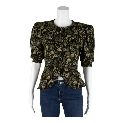 Fitted Top Gold Paisley Short Sleeve Womens S