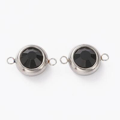 Stainless Steel Color Plated 304 Stainless Steel Pave Cubic Zirconia Links Connectors