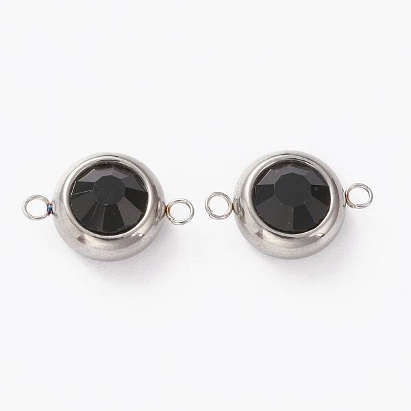 Stainless Steel Color Plated 304 Stainless Steel Pave Cubic Zirconia Links Connectors
