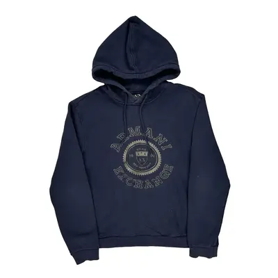 Armani Exchange Graphic Hoodie - Large Navy Cotton Blend