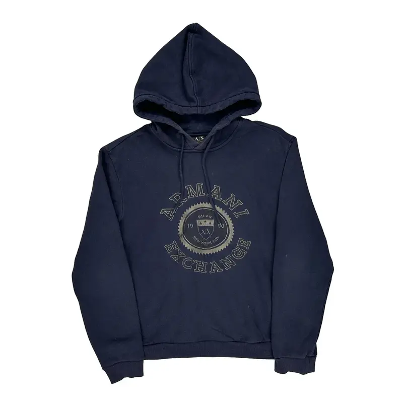 Armani Exchange Graphic Hoodie - Large Navy Cotton Blend