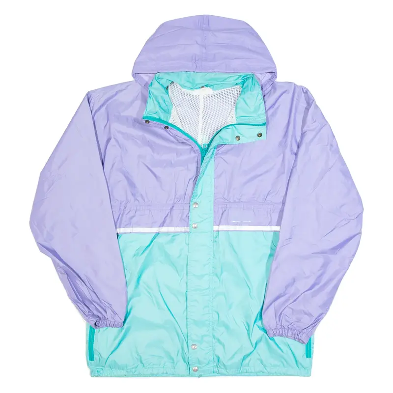 Mesh Lined Womens Windbreaker Jacket Purple 90s Hooded Colourblock L