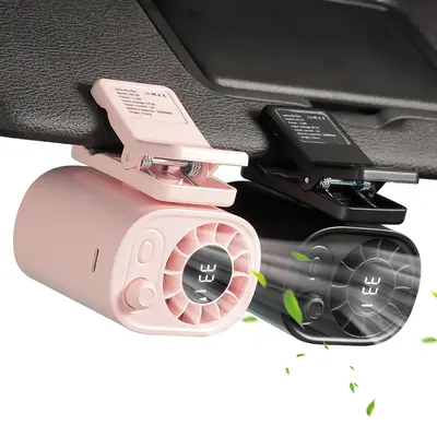 JOYTUTUS Premium Car Clip On Fan with LCD Display 360° Rotation 100 Speeds Adjustable USB Rechargeable 1800mAh Battery Compa...