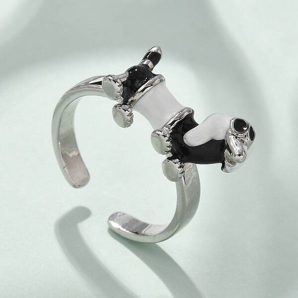Brass Enamel Cuff Finger Rings