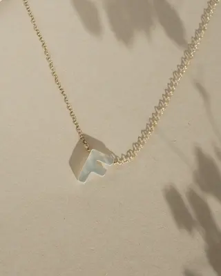 Dawn Initial Necklace | Metal Color: Solid 14K Gold | Style: F