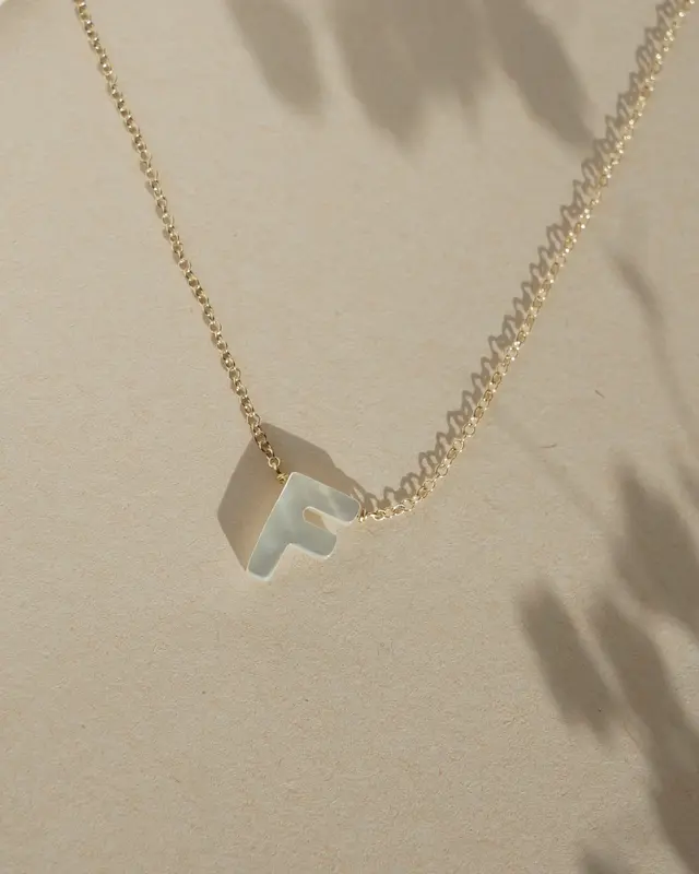 Dawn Initial Necklace | Metal Color: Solid 14K Gold | Style: F