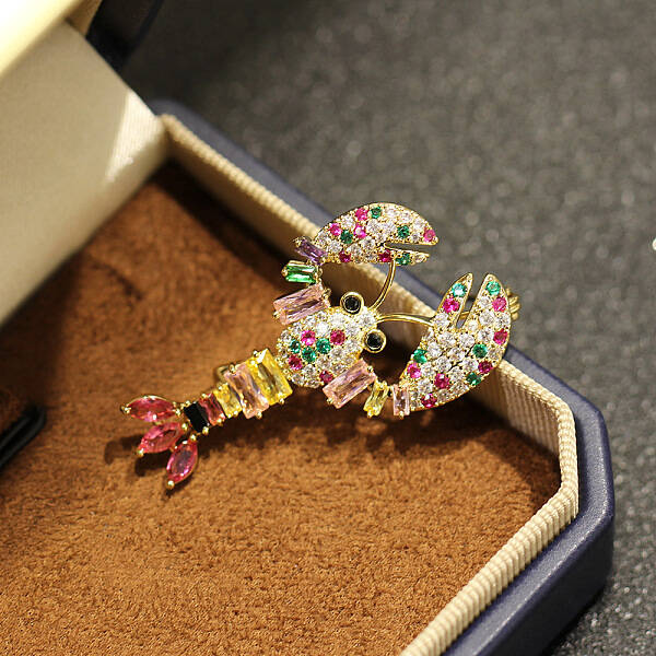Cray Brass Micro Pave Cubic Zirconia Brooches for Backpack Clothes