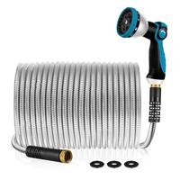 Garden Hose 50/100 ft Metal - Stainless Steel Water Hose Flexible Heavy Duty Garden Hose Collapsible and No Kink Water Pipe H...