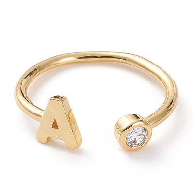 Brass Micro Pave Clear Cubic Zirconia Cuff Rings