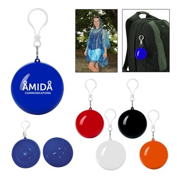 100 Customized Poncho Ball Key Chain - Portable & Rainwear