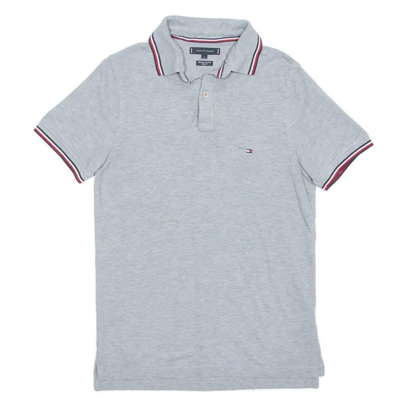 TOMMY HILFIGER Slim Fit Mens Polo Shirt Grey S