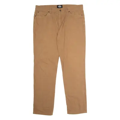 DICKIES Workwear Mens Canvas Trousers Brown Regular Straight W36 L34