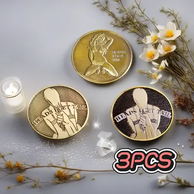 3pcs Lucky Collection Coins-Retro Charm Front and Back Head and Tail-Bikini Youth Challenge Alloy Decoration Perfect for Spor...