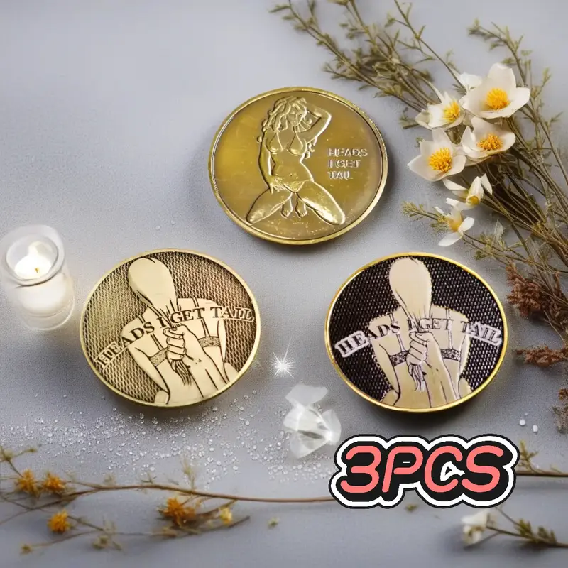 3pcs Lucky Collection Coins-Retro Charm Front and Back Head and Tail-Bikini Youth Challenge Alloy Decoration Perfect for Spor...