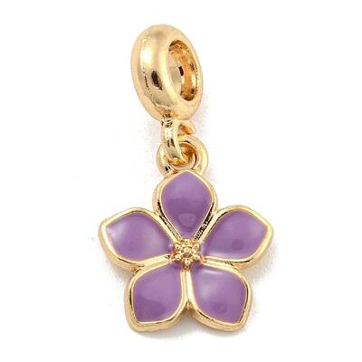 Rack Plating Alloy Enamel Flower European Dangle Charms