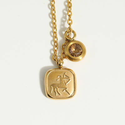 Stainless Steel Square Pendant Necklace for Women