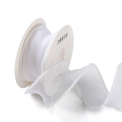 5 Yards ABS Pearl Edged Mesh Ribbon for Bowknot Making
