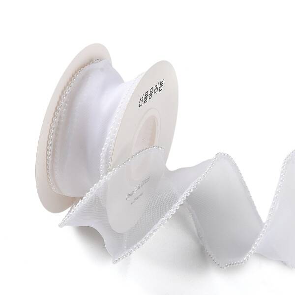 5 Yards ABS Pearl Edged Mesh Ribbon for Bowknot Making