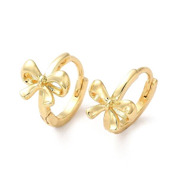 Brass Bowknot Hoop Earrings for Women
