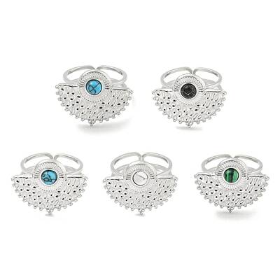 304 Stainless Steel Synthetic Gemstone Cuff Rings
