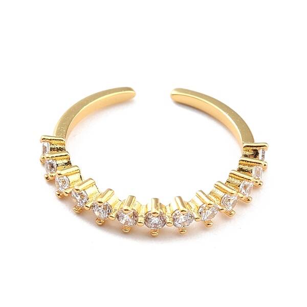 Clear Cubic Zirconia Open Cuff Ring for Women