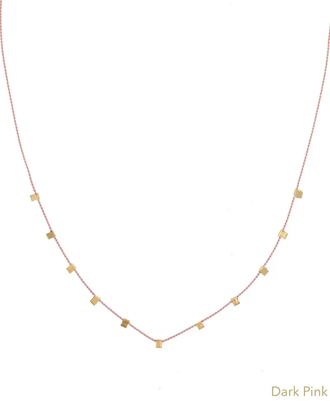 Hilo Necklace | Metal Color: Gold | Color: Dark Pink
