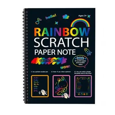 Rainbow Scratch Paper Art Set, 1/10pcs Scratch Paper Set with Wooden Stylus, Art Drawing Supplies for Kids, Birthday Gift, Pa...