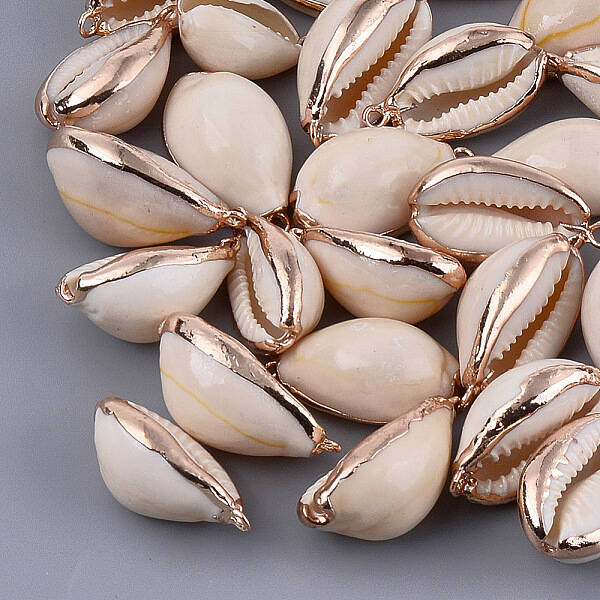 Electroplate Cowrie Shell Pendants